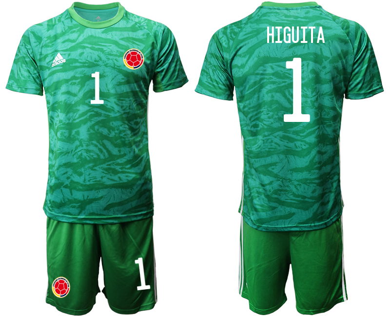 Men 2020-2021 Season National team Colombia goalkeeper green #1 Soccer Jersey2